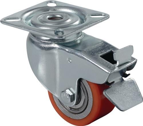 BS Rollen Lenkrolle mit Feststeller und Anschraubplatte Polyurethan Rad-Ø 50 mm 120 kg - A620.C10.050