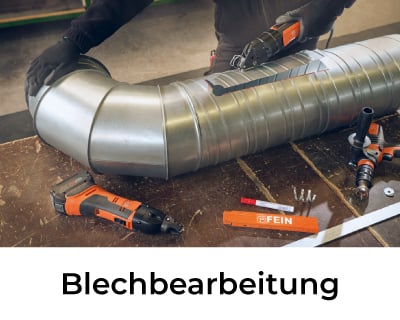 FEIN Werkzeug im Einsatz bei der Blechbearbeitung eines Rohres