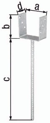 GAH Alberts U-Pfostenträger ETA-10/0210 101x100x400x60mm TZN m.ext.langem Betonanker - 214418