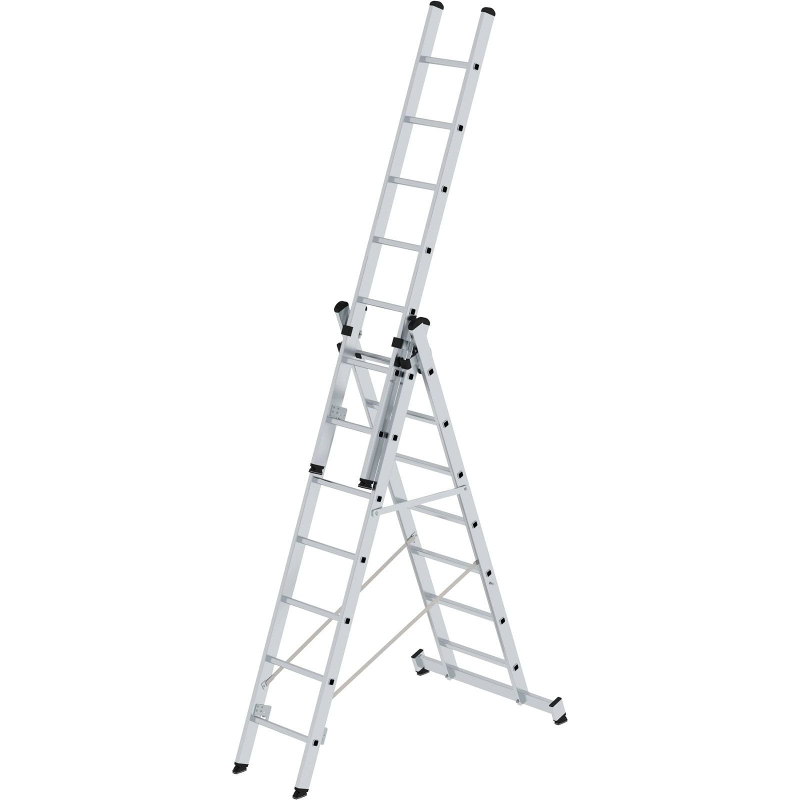 Günzburger Steigtechnik Mehrzweckleiter 3tlg. mit nivello-Traverse