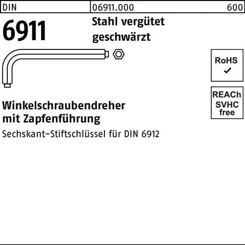 Winkelschraubendreher DIN 6911 6-kt Zapfen SW 19 M24 Sta vergütet geschw. 5St.