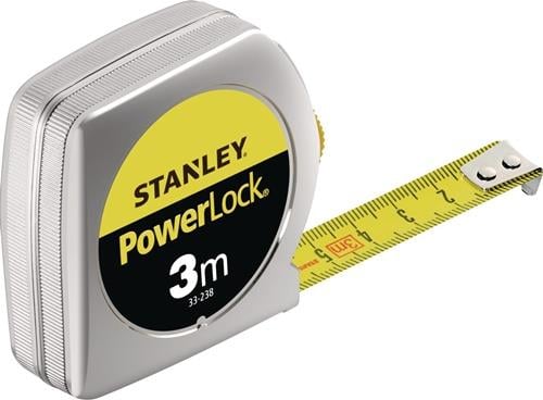 STANLEY Taschenrollbandmaß PowerLock L.3m B.12,7mm mm/cm EG II Ku.Gürtelclip lose - 1-33-238