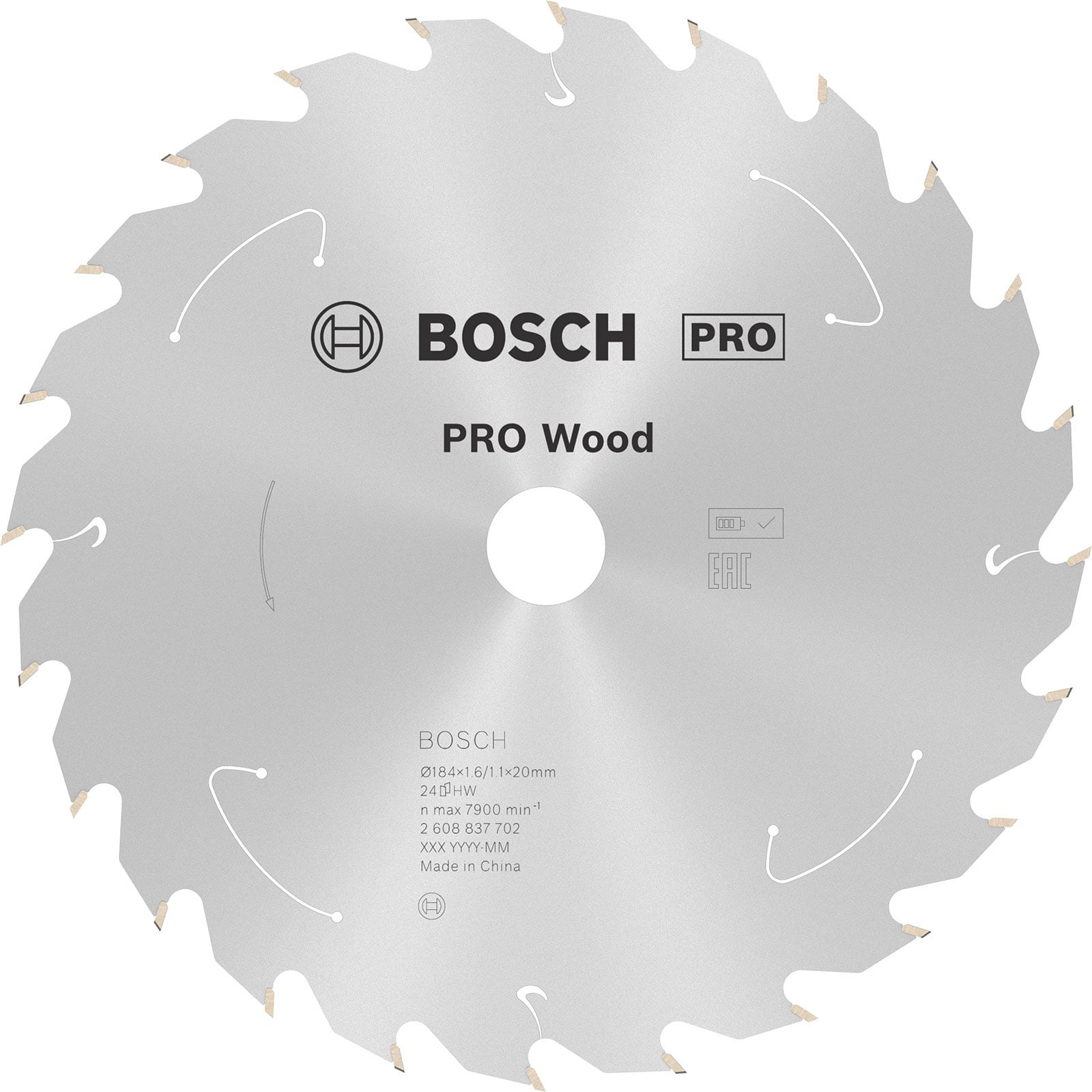 Bosch PRO Wood cordless Blatt für Kreissägen 184 x 1,6 x 20 mm - 2608837702