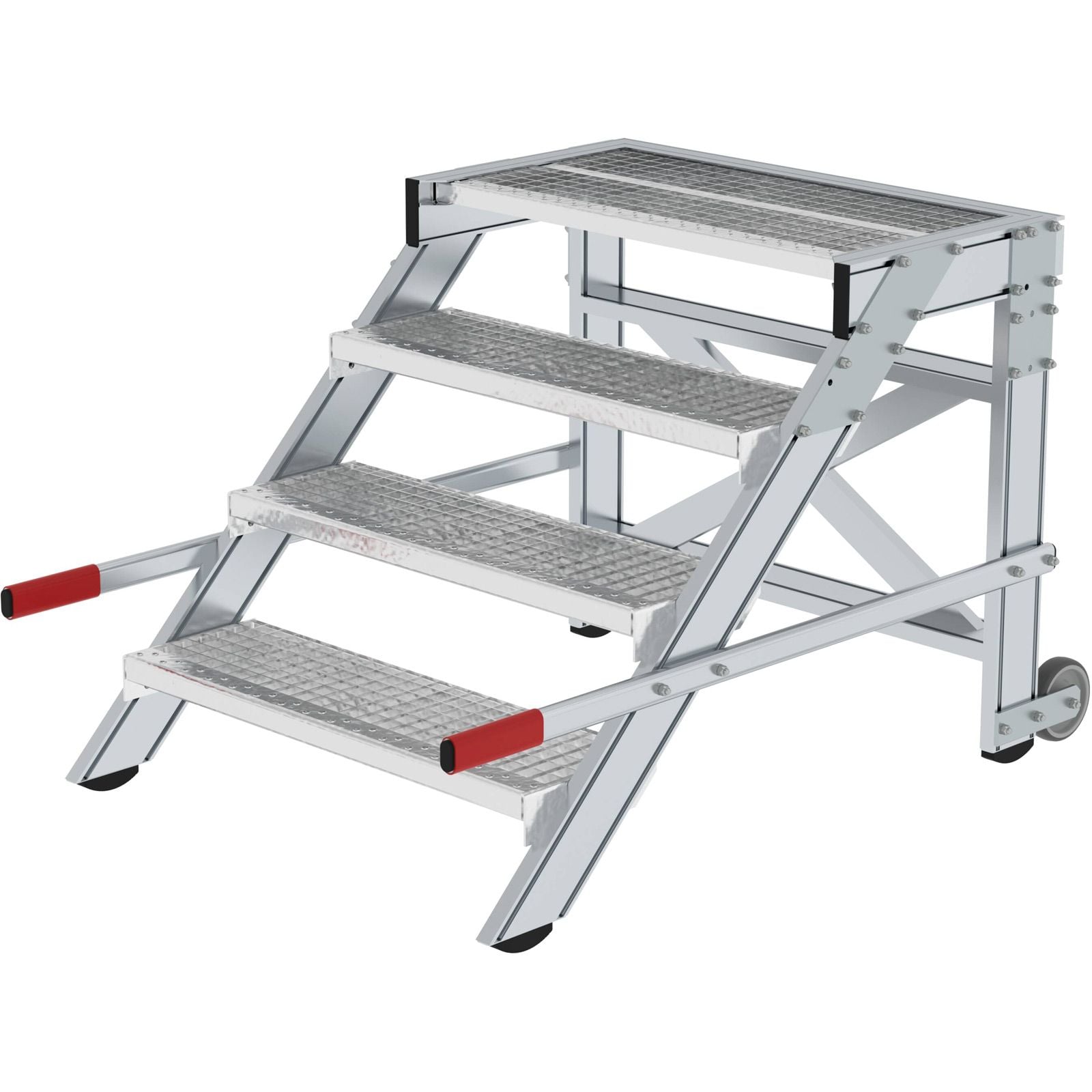 Günzburger Steigtechnik Arbeitspodest fahrbar Stufenbreite 0,8 m Stahl-Gitterrost 4 Stufen - 050436