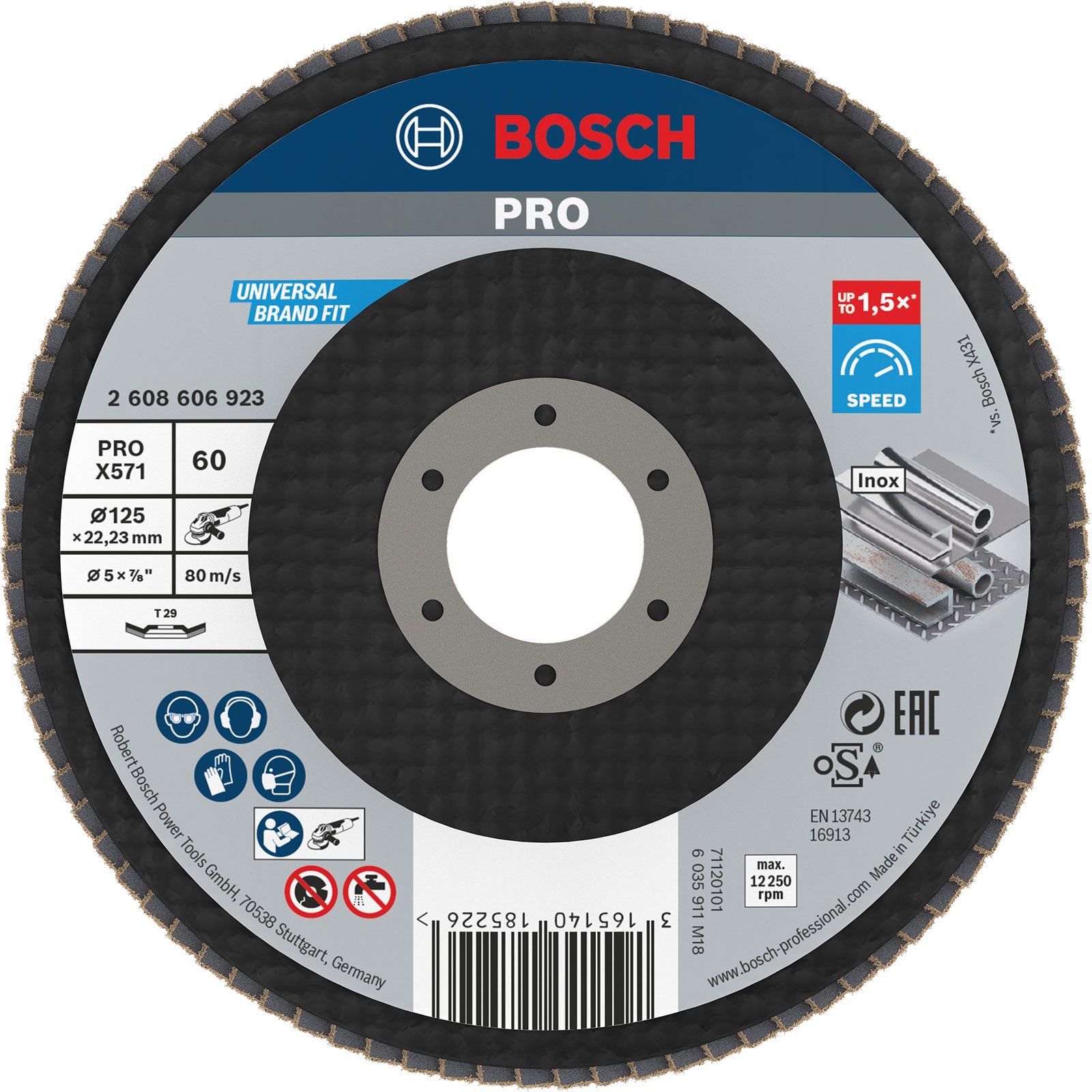 Bosch PRO X571 Fächerschleifscheibe 125 mm G60 - 2608606923