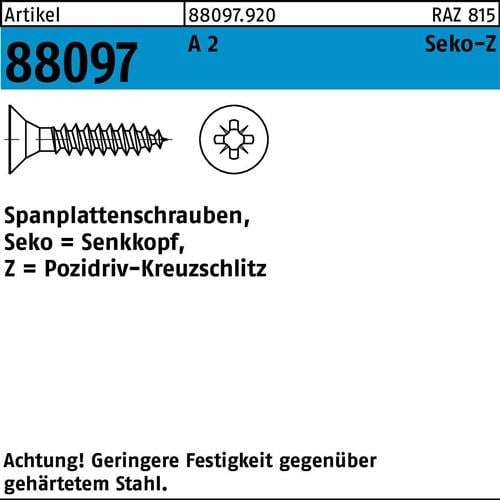Spanplattenschraube R 88097 Seko PZ 3x 25-Z A 2 1000 Stück