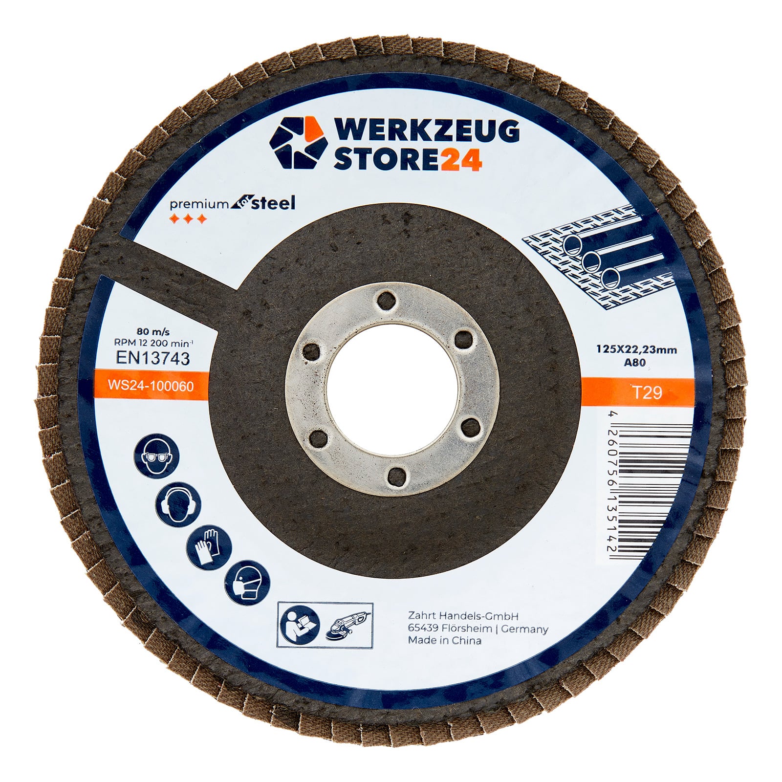 WS24 10x Lamellenschleifscheibe 125 mm gewölbt Aluminiumoxid K 80 - WS24-100060