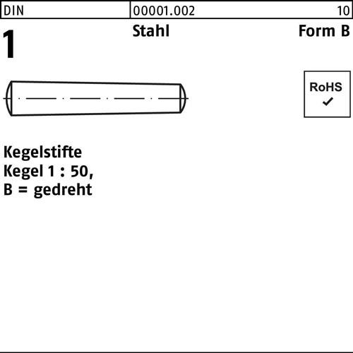Kegelstift DIN 1 FormB B 8x 80 Stahl gedreht 50 Stück