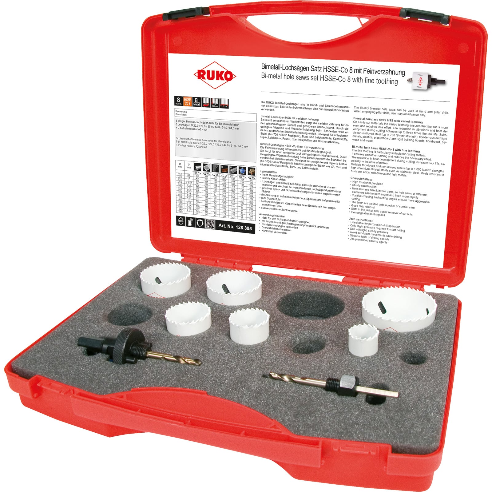 RUKO Bimetall-Lochsägen-Satz HSS Co 8 EK 1 Elektro - 126305
