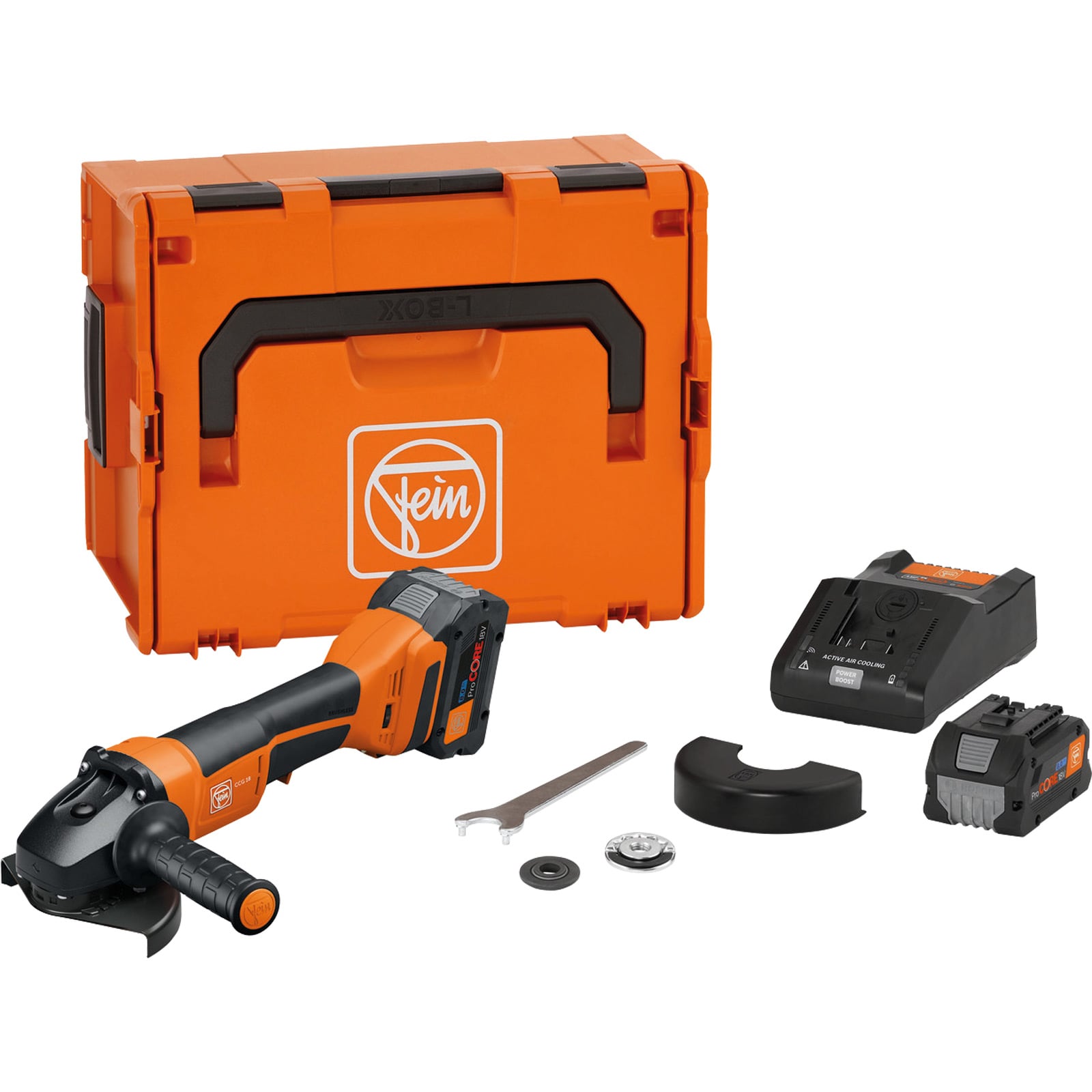 Fein Akku-Winkelschleifer Ø 125 mm CCG 18-125-12 PD AS Set ProCore / 2x 8,0 Ah ProCORE + Ladegerät im Koffer - 71221862000