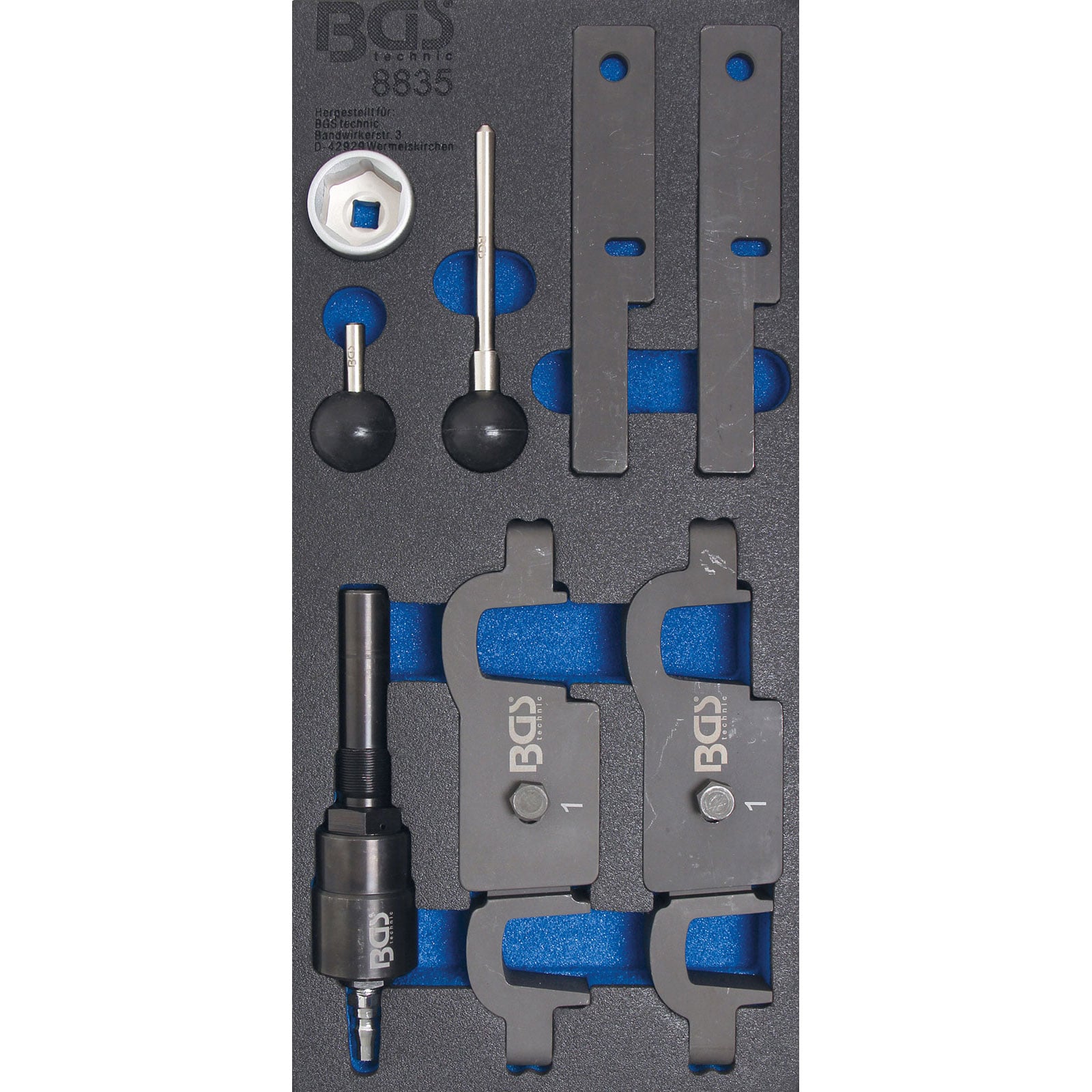 BGS Werkstattwageneinlage 1/3: Motoreinstellwerkzeuge für Porsche Panamera / Cayenne V8 8tlg. - 8835