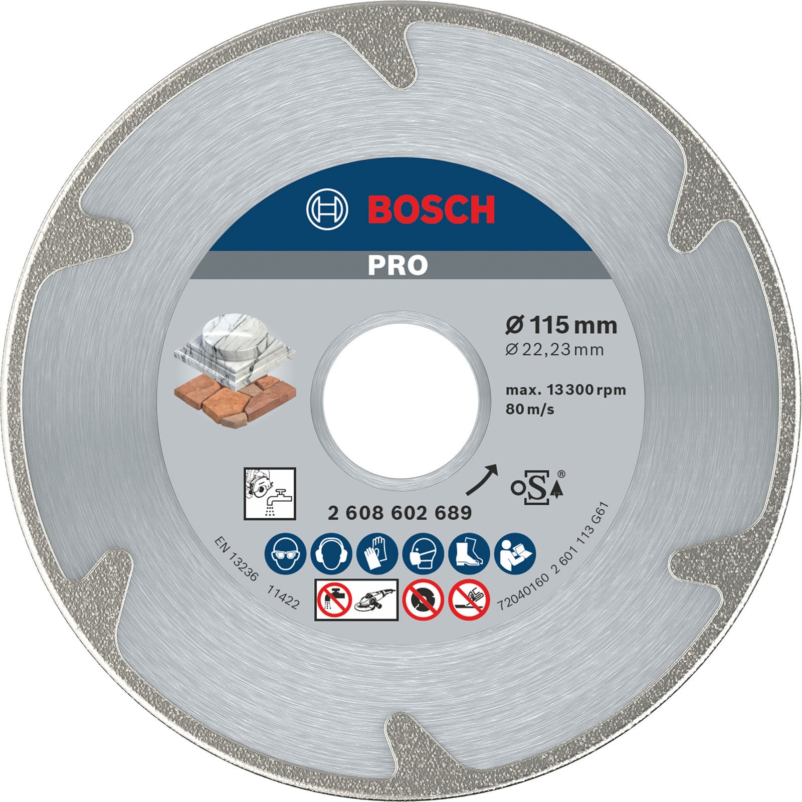 Bosch PRO Marble Diamanttrennscheibe 115 x 22,23 mm - 2608602689