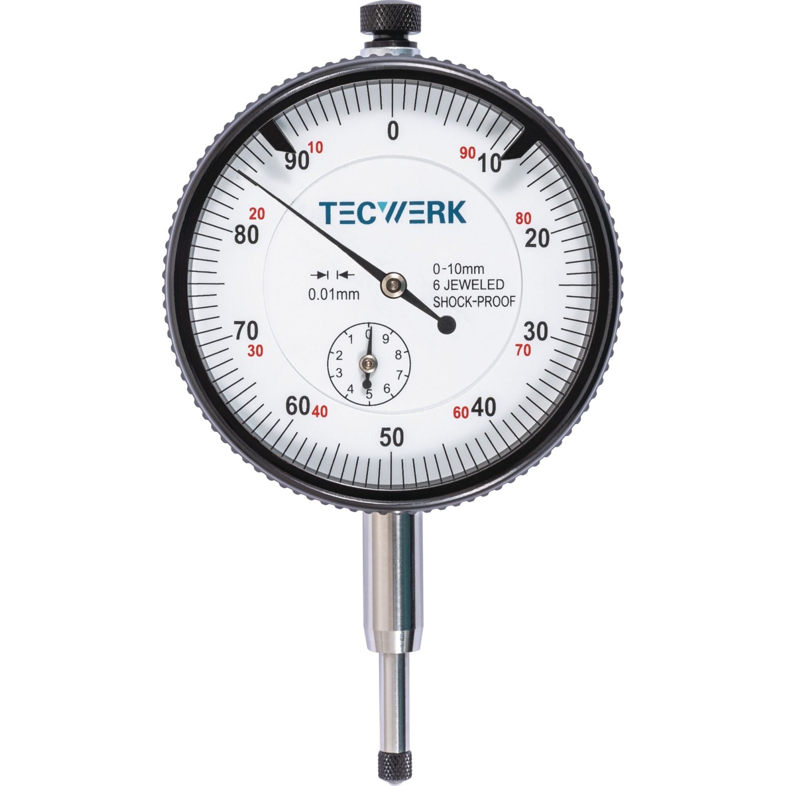 Messuhr DIN 878 10mm Abl.0,01mm m.Stoßschutz TECWERK