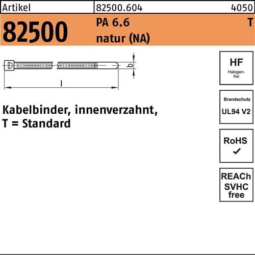 Kabelbinder R 82500 innenverz. 7,6x460/125 PA 6.6 natur 100St. HELLERMANNTYTON