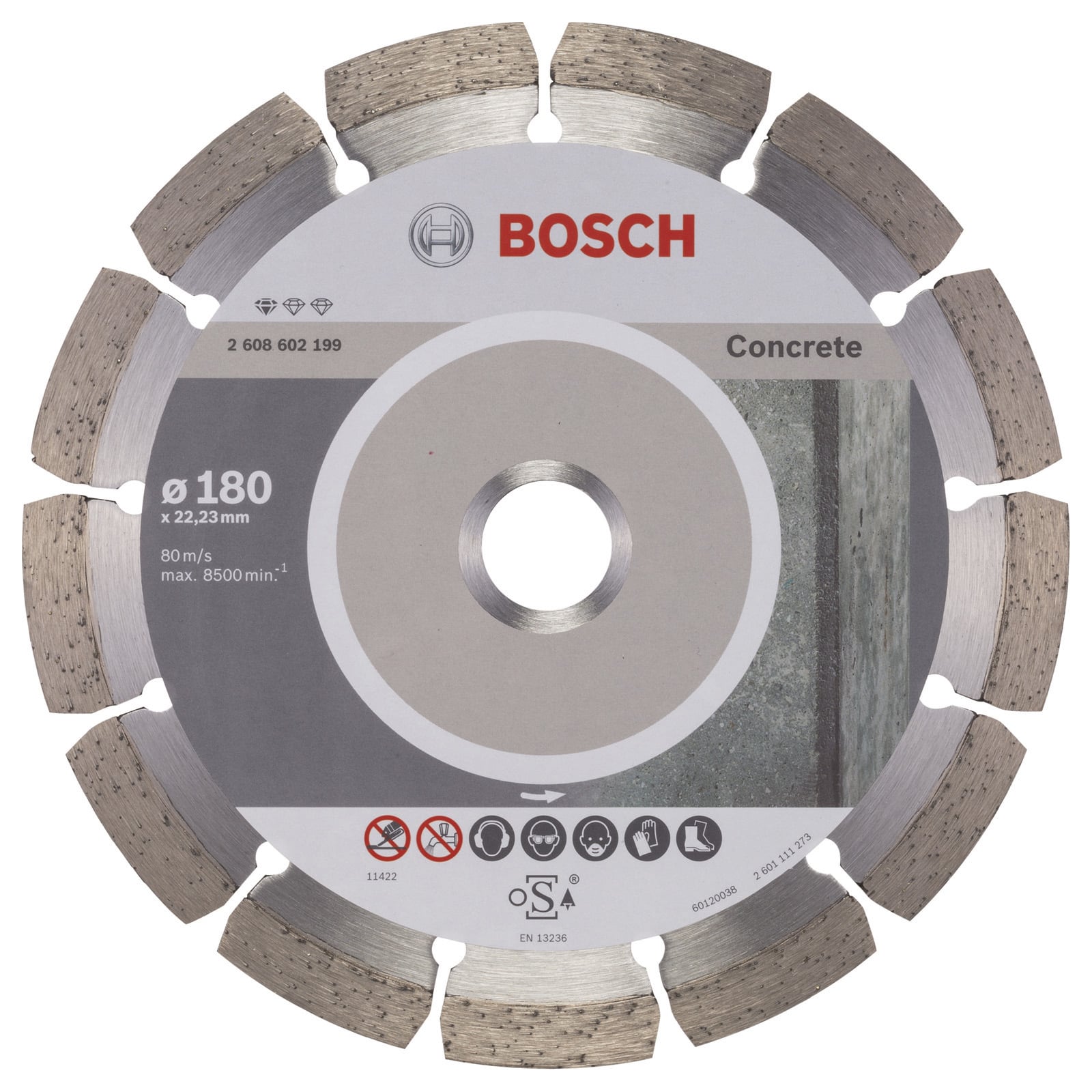 Bosch Diamanttrennscheibe Standard for Concrete 180x22,23x2x10 mm 2608602199