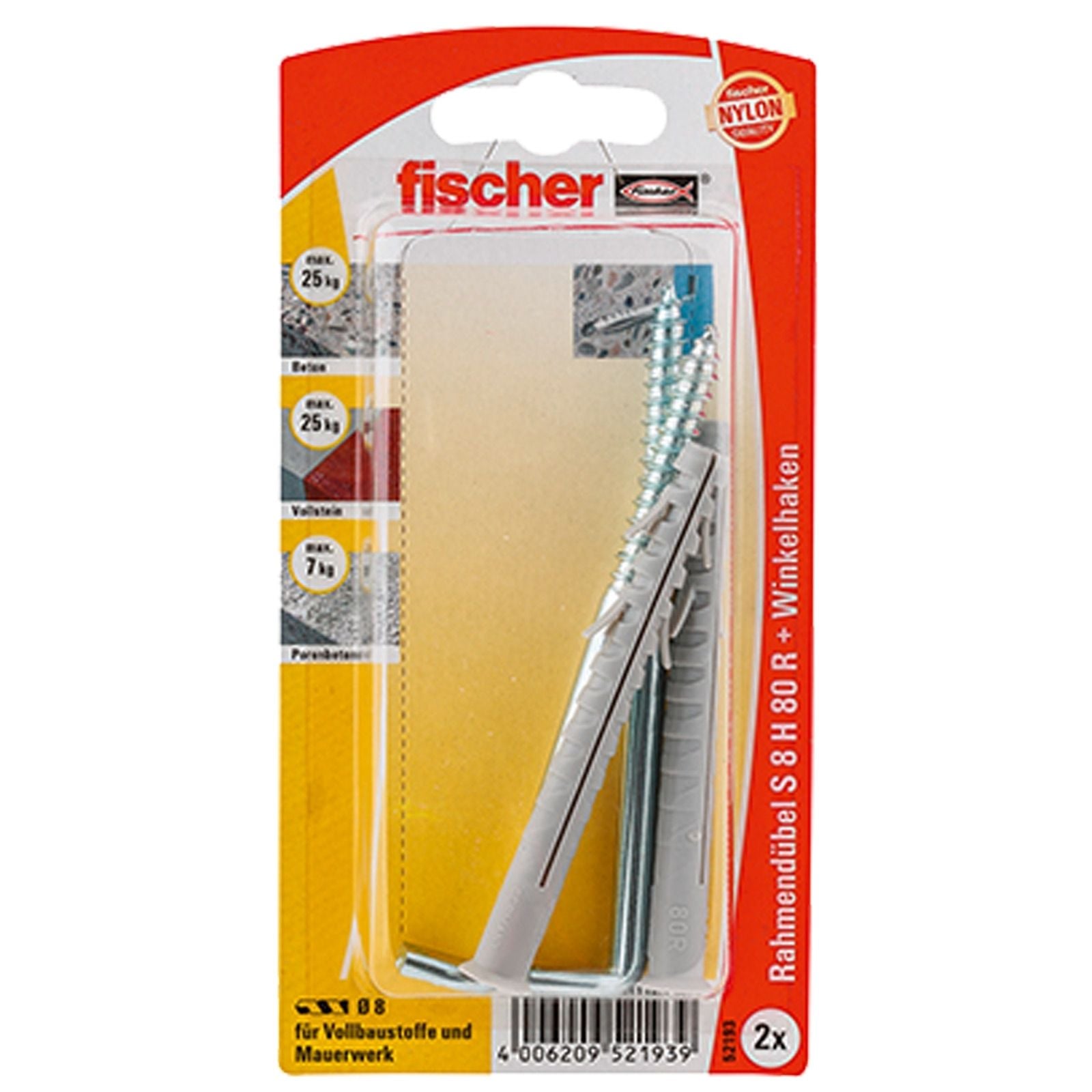 Fischer 2x Rahmendübel S 8 H RW - 52193