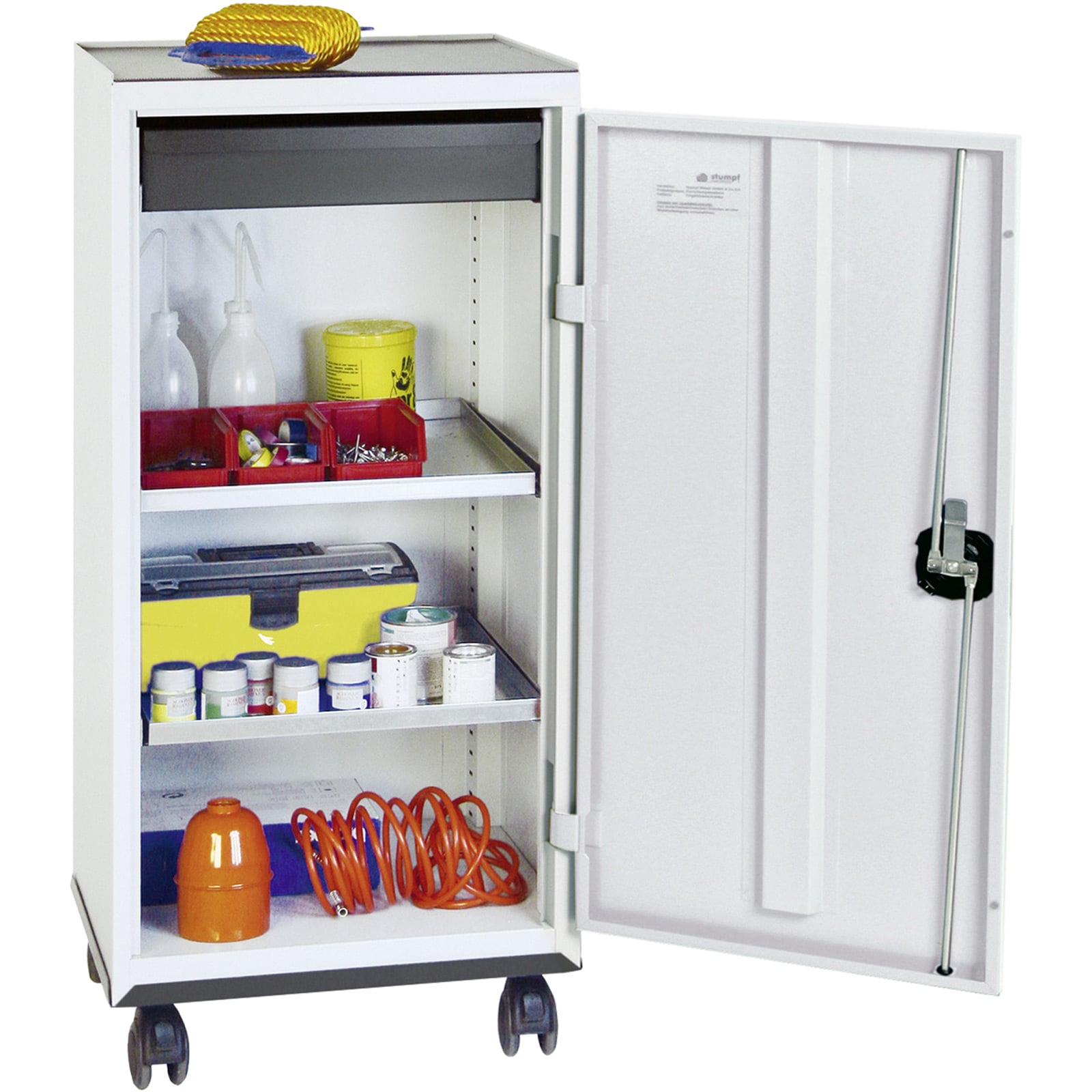 Stumpf Werkzeug- und Materialschrank Serie 3000 lichtgrau + 1 Schublade 100 mm + 2 Auszugsböden Rolluntersatz - 3093107