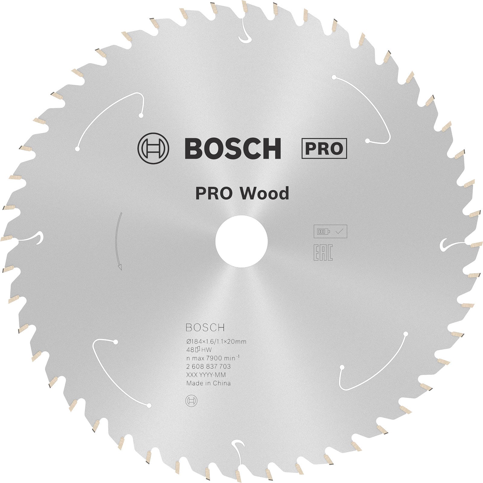 Bosch PRO Wood cordless Blatt für Kreissägen 184 x 1,6 x 20 mm - 2608837703