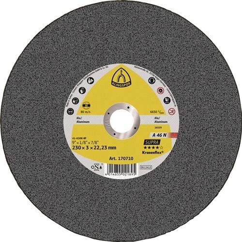 Trennscheibe A 46N Supra D125x2,5mm gekr.Alu.Bohr.22,23mm KLINGSPOR