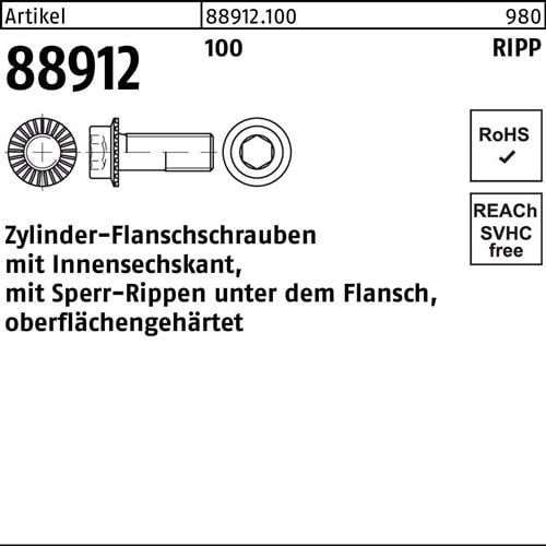 Zylinderflanschschraube R 88912 Sperr-Ripp Innen-6kt M6x 20 100 500 Stück