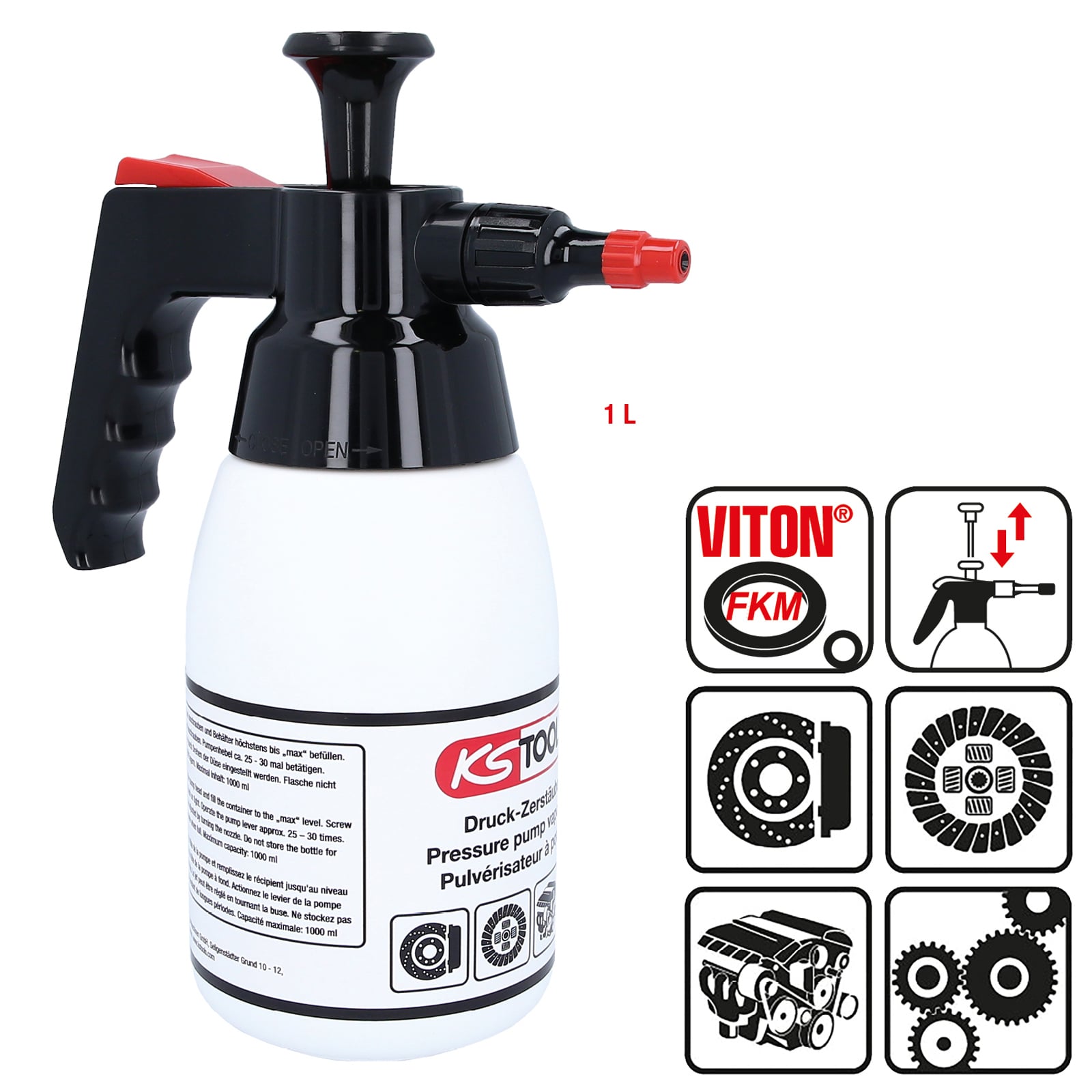 KS TOOLS Pumpsprühflasche für Bremsenreiniger 1 l - 150.8258