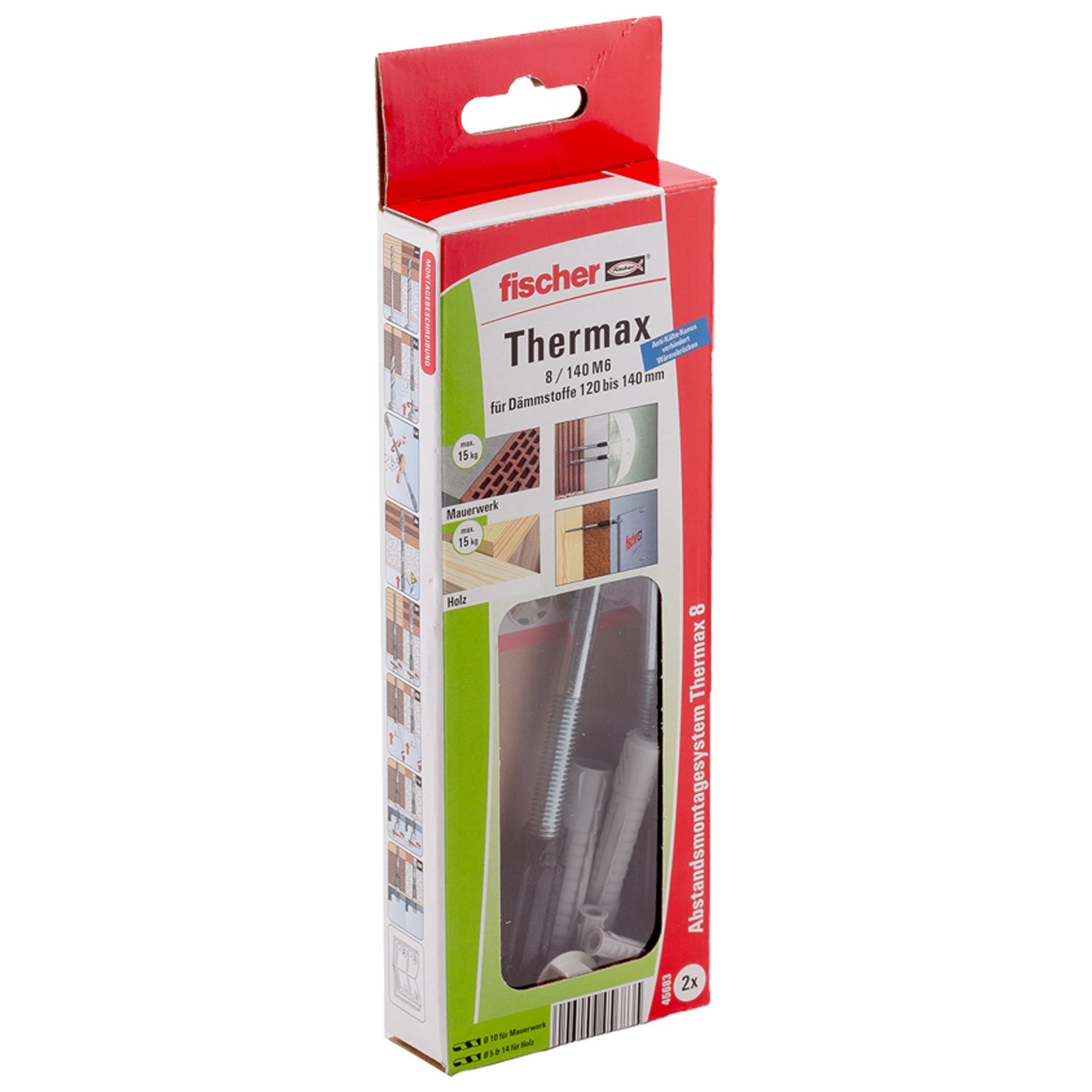 Fischer 2x Abstandsmontagesystem Thermax 8/140 M6 B - 45683