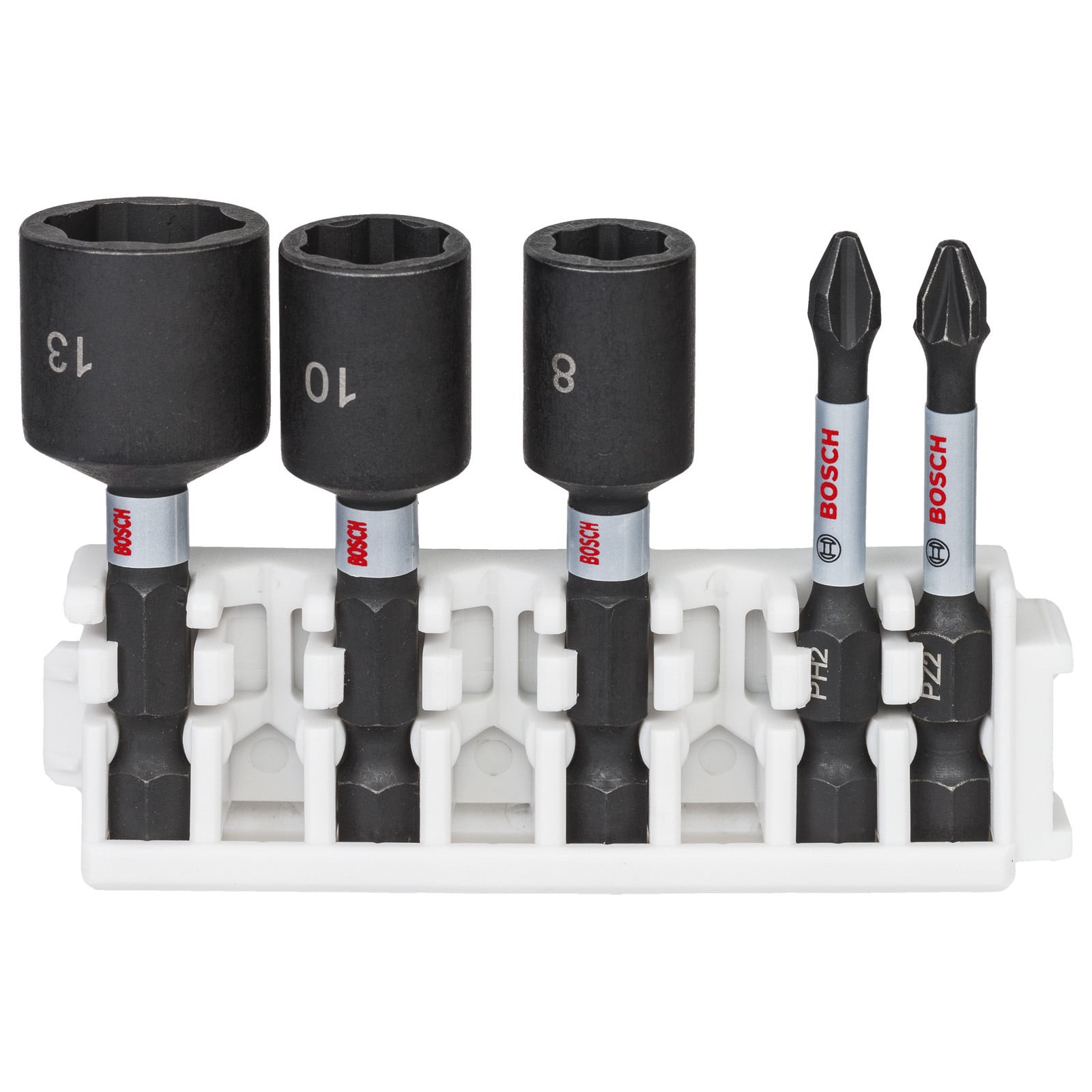 Bosch PRO Impact Set mit Steckschlüsseln und Pick and Click-Einsätzen PH2; PZ2; NS8 mm; NS10 mm; NS13 mm 55 mm 5-tlg. - 2608522350