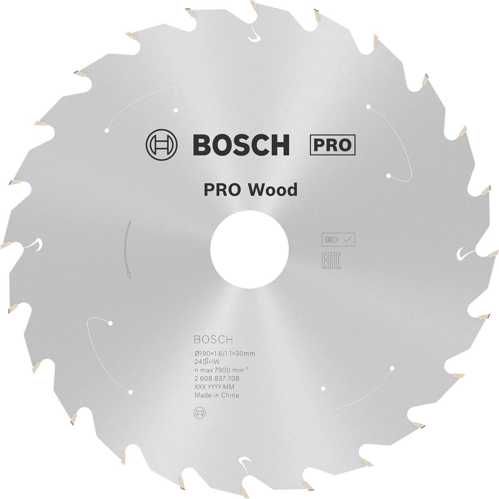 Bosch PRO Wood cordless Blatt für Kreissägen 190 x 1,6 x 30 mm - 2608837708