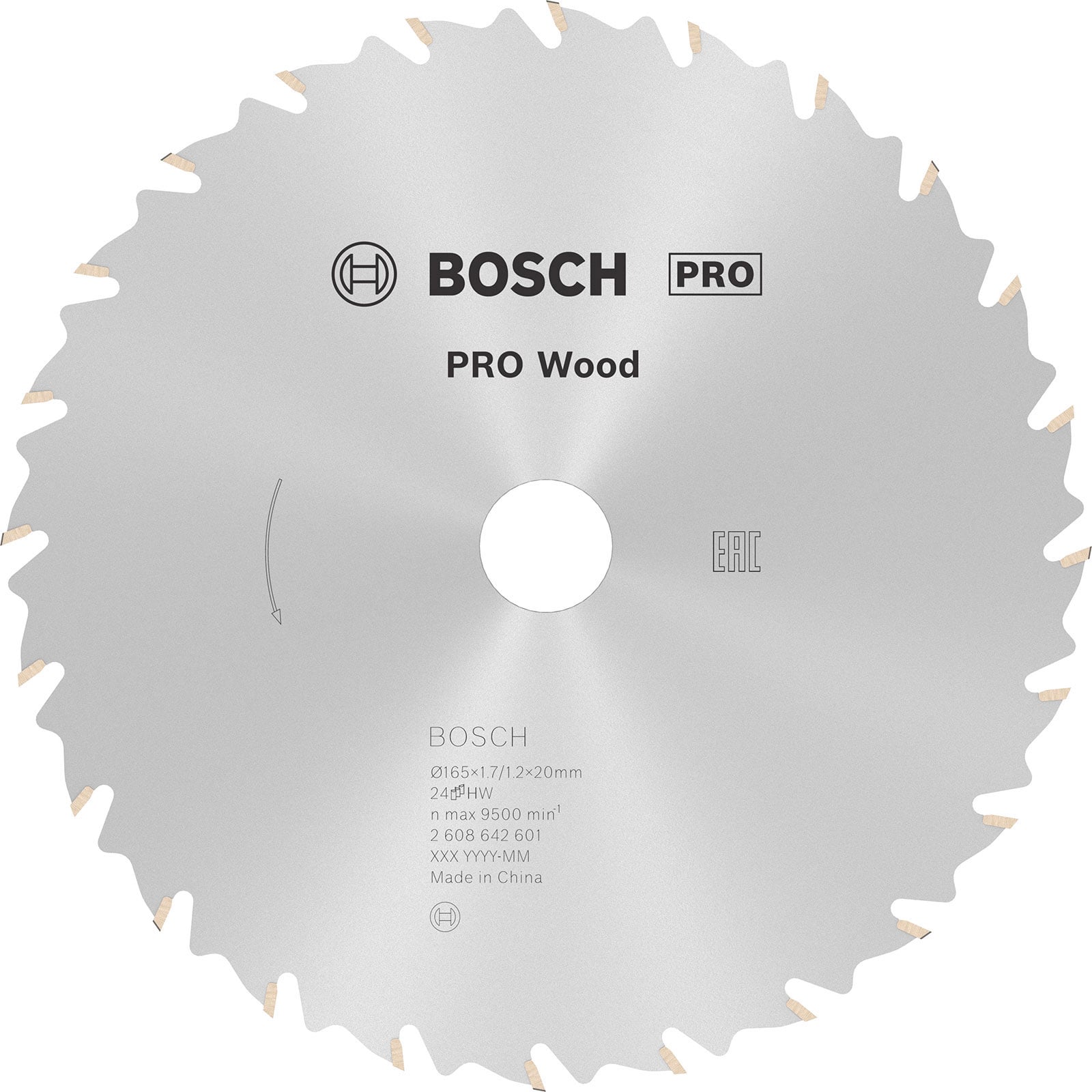 Bosch PRO Wood Kreissägeblatt 165 x 1,7 x 20 mm - 2608642601