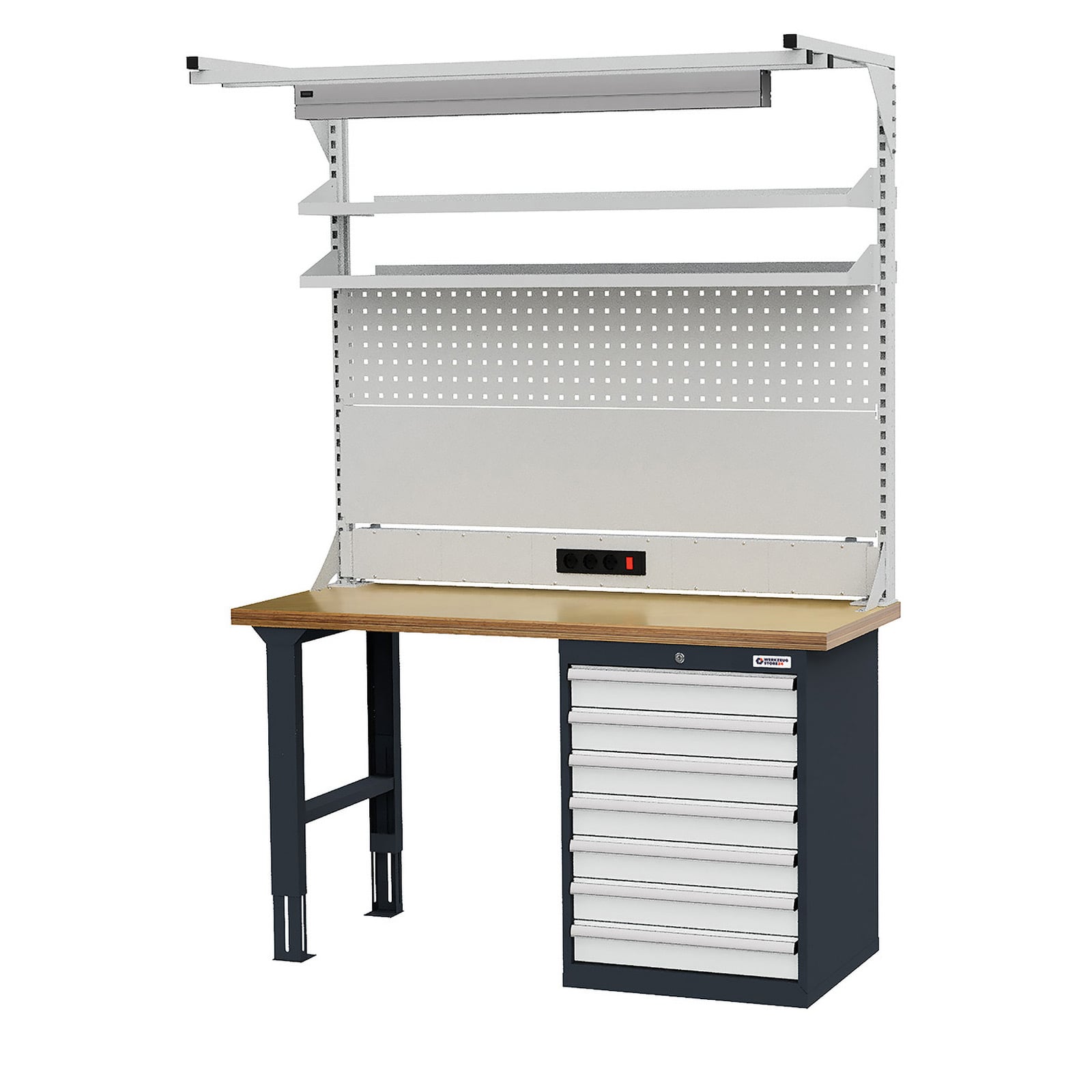 WS24 Reihenwerkbank mit Werkbankaufbau B x H 1.500 x 2110 mm - WS24-100213