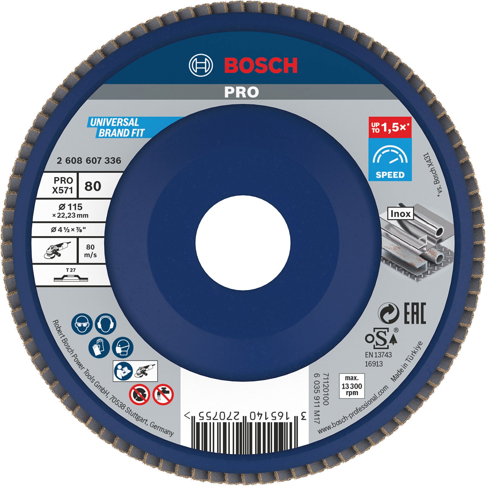 Bosch PRO X571 Fächerschleifscheibe 115 mm G80 - 2608607336