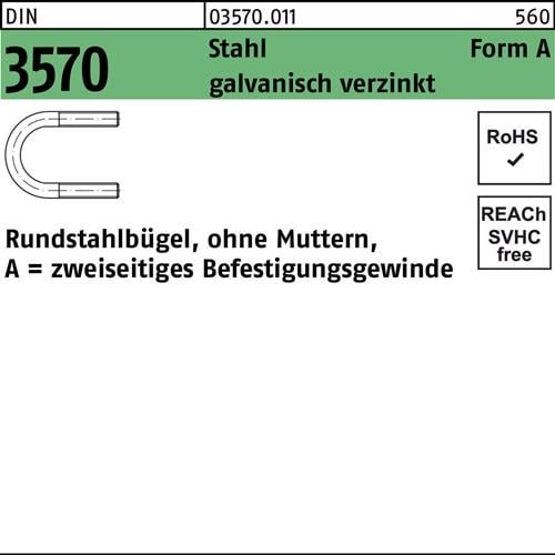 Rundstahlbügel DIN 3570 o.Mutter A 64/NW 50 Stahl galv.verz. 50 Stück