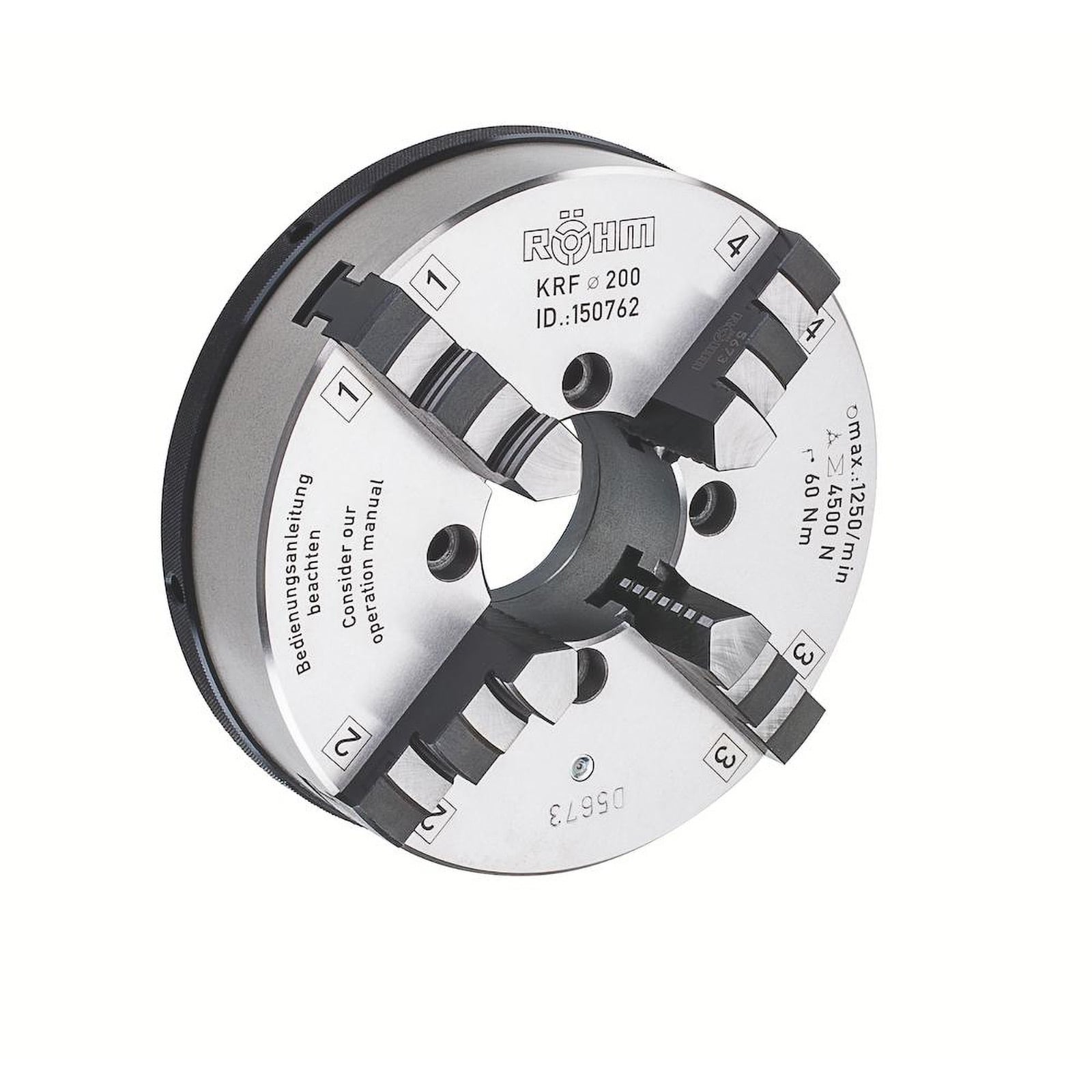 Röhm KRF 200, 4-Backen, mit Spannstift, Zylindrische Zentrieraufnahme, Gusskörper - 150762