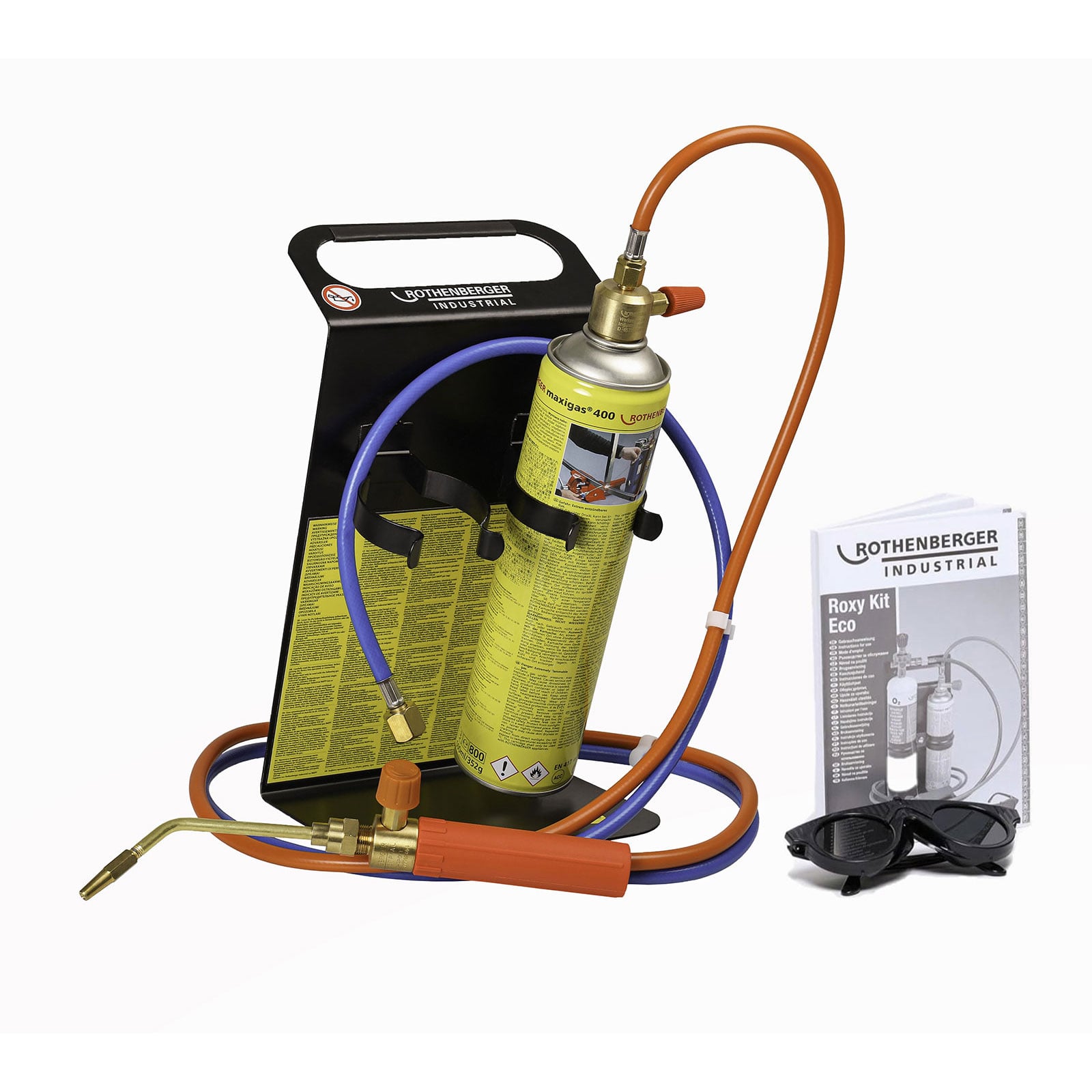 ROTHENBERGER Industrial Autogenschweiß- und Hartlötgerät Roxy Kit Eco SET inkl. MAXIGAS 400ml und Zubehör - 1000002396