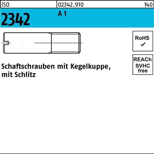 Schaftschraube ISO 2342 Kegelkuppe/Schlitz M4x 12 A 1 100 Stück