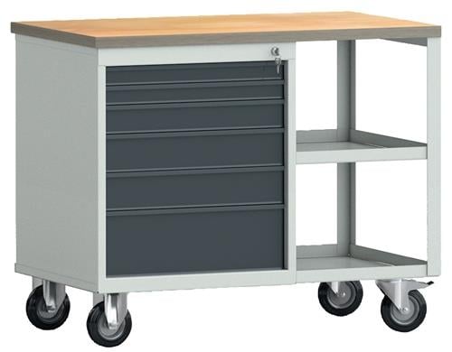 KLW-LUTZ BETRIEBSEINRICHTUNGEN Werkbank PW700 B855xT700xH805mm Buche Multipl.lichtgrau/grau 2 Schubl. - WNS822N-1000M20-E1901 7035/701