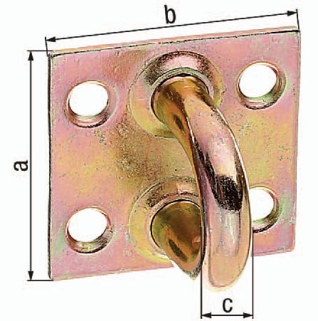 GAH Alberts Öse auf Platte Bügelb. 32 mm Bügelh. 29 mm Bügel-D.8 mm STA galv. gelb verz. - 348519