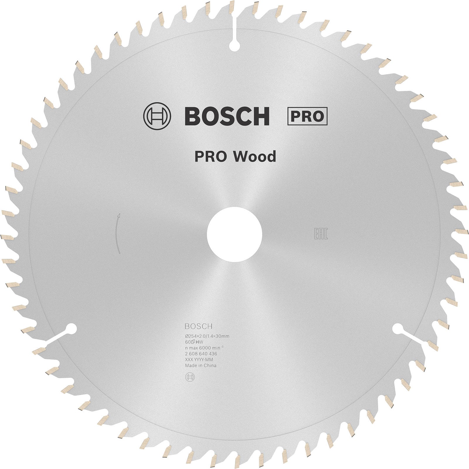 Bosch PRO Wood Kreissägeblatt 254 x 2 x 30 mm - 2608640436