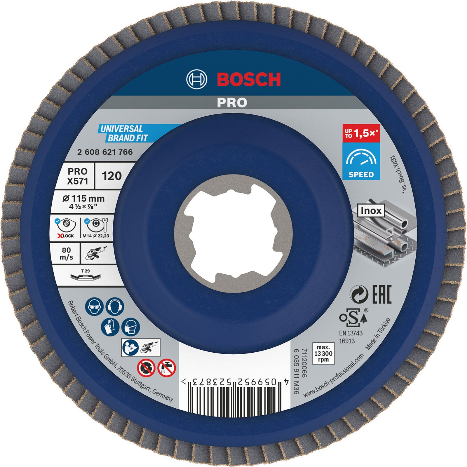 Bosch PRO X571 X-Lock Fächerschleifscheibe 115 mm G120 - 2608621766