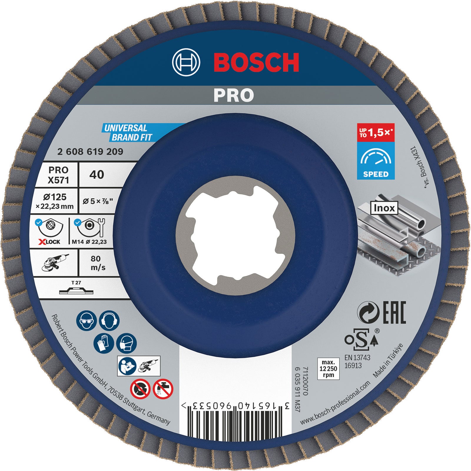 Bosch PRO X571 X-Lock Fächerschleifscheibe 125 mm G40 - 2608619209