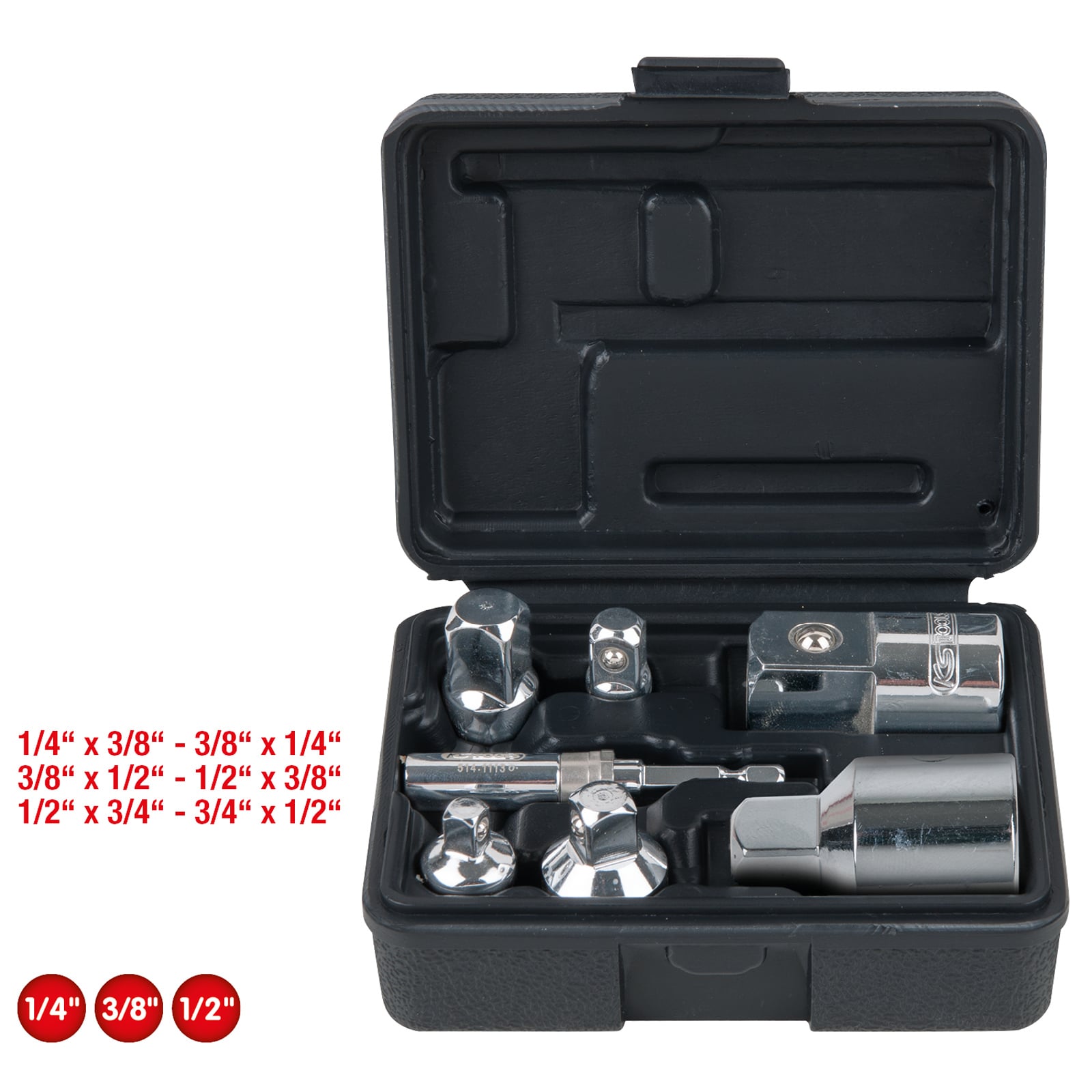 KS TOOLS 1/4"+3/8"+1/2"+3/4" CHROMEplus Vergrößerungs- und Reduzieradapter-Satz 7tlg. - 918.0707
