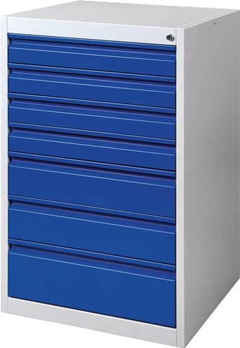Schubladenschrank BK 600 H1.000xB600xT600mm grau/blau 7 Schubl.Einfachauszug - NW9000427003