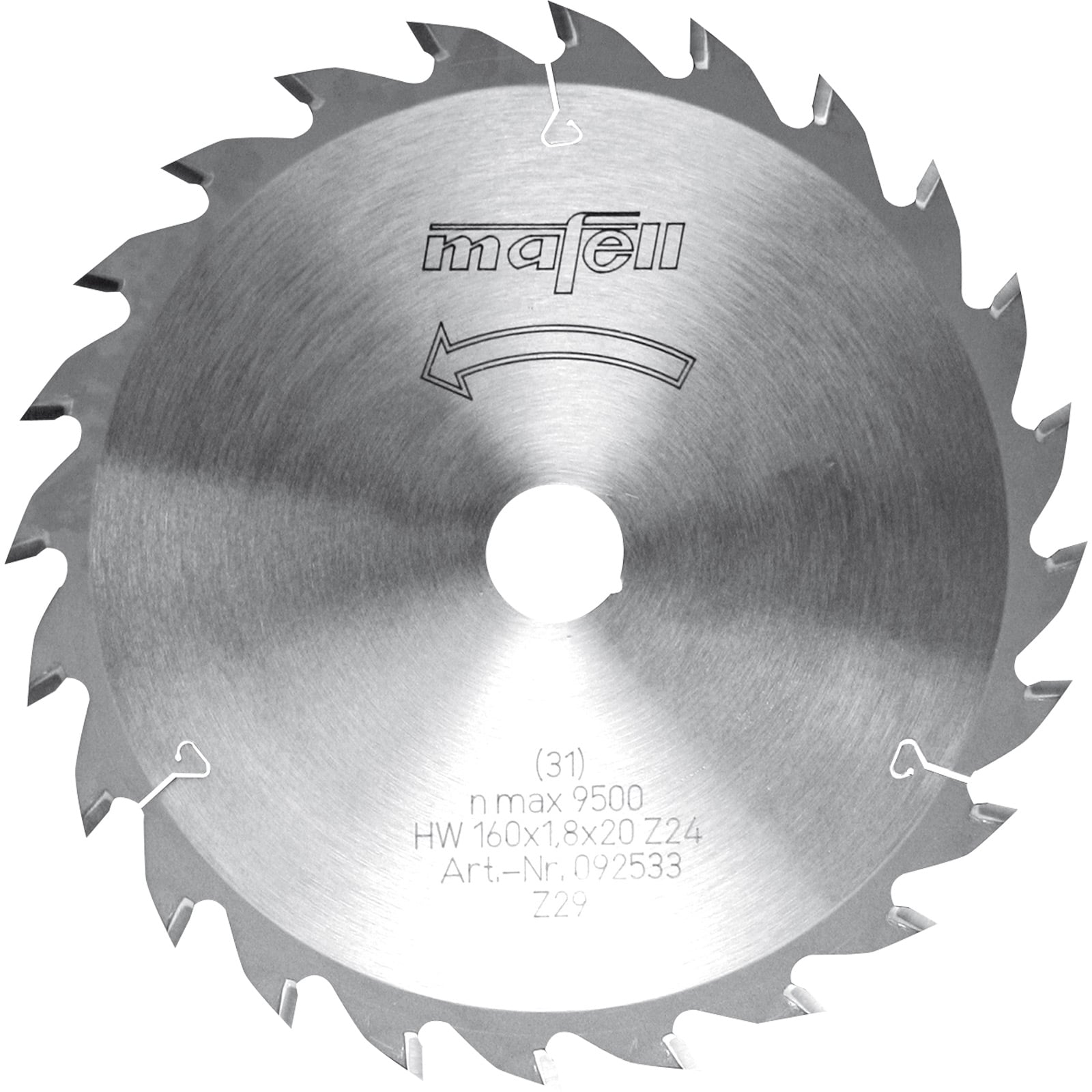 mafell Sägeblatt-HM 160 x 1,2 / 1,8 x 20 mm, Z 24, WZ, für universellen Einsatz in Holz - 092533