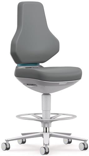 Arbeitsdrehstuhl Texon Sitz-Stopp-Rollen u.Fußring Skintec grau