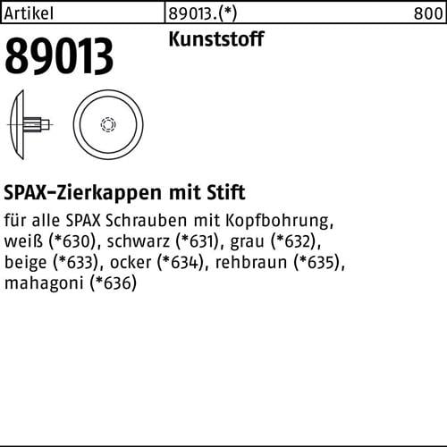 Kappe R 89013 Kopfbohrung mahagoni Ku. 500 Stück SPAX