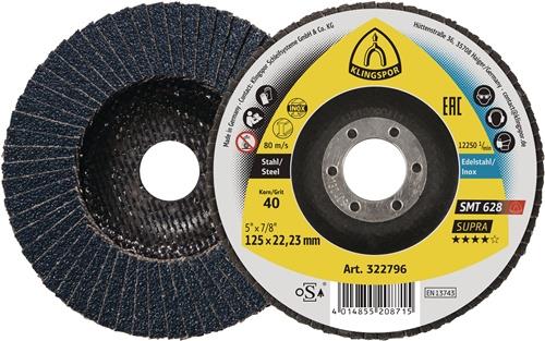 KLINGSPOR Fächerscheibe SMT 628 Supra Ø 115 mm Körnung 80 flach INOX Zirkonkorund - 322793