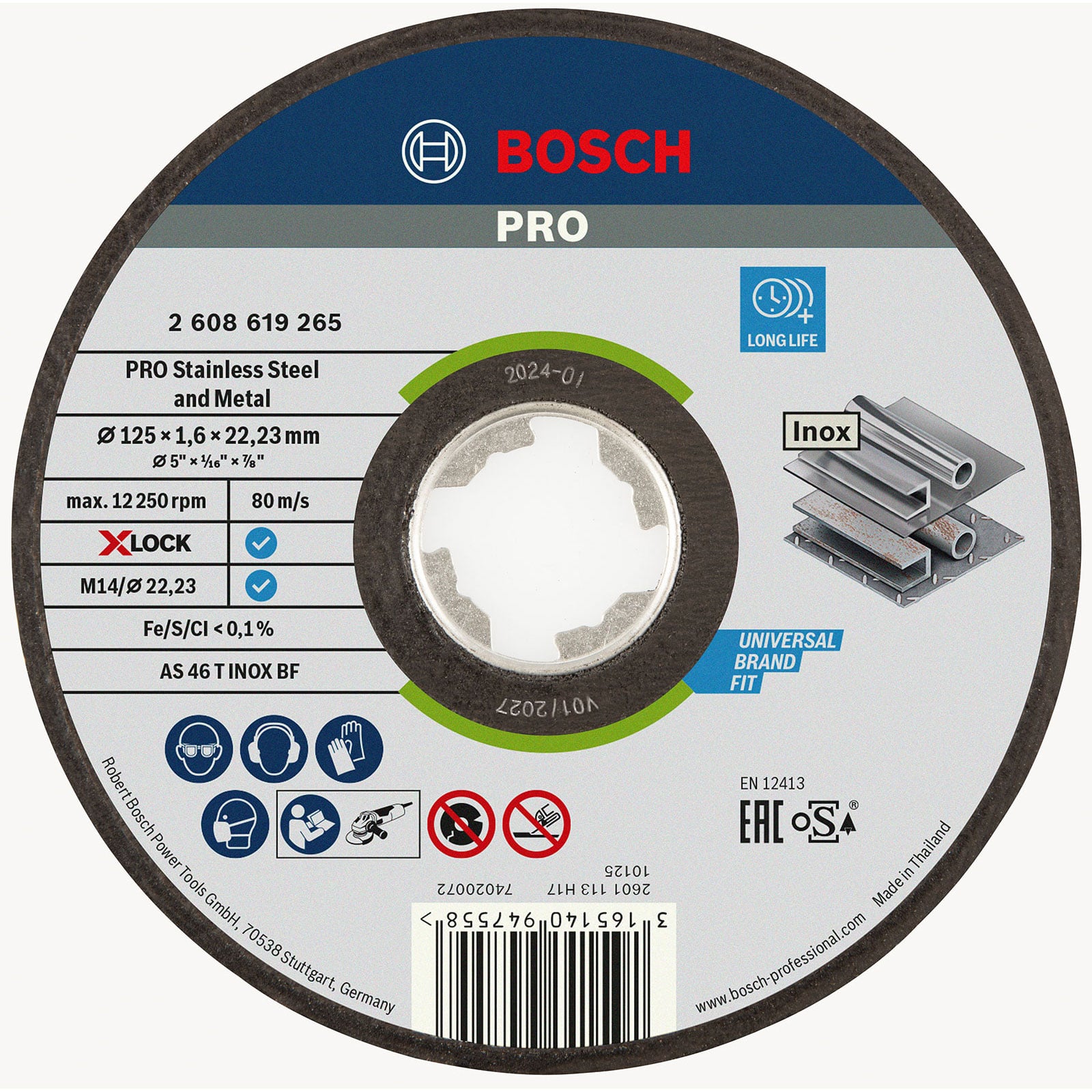 Bosch PRO Stainless Steel and Metal X-Lock Trennscheibe 125 x 1,6 x 22,23 mm - 2608619265