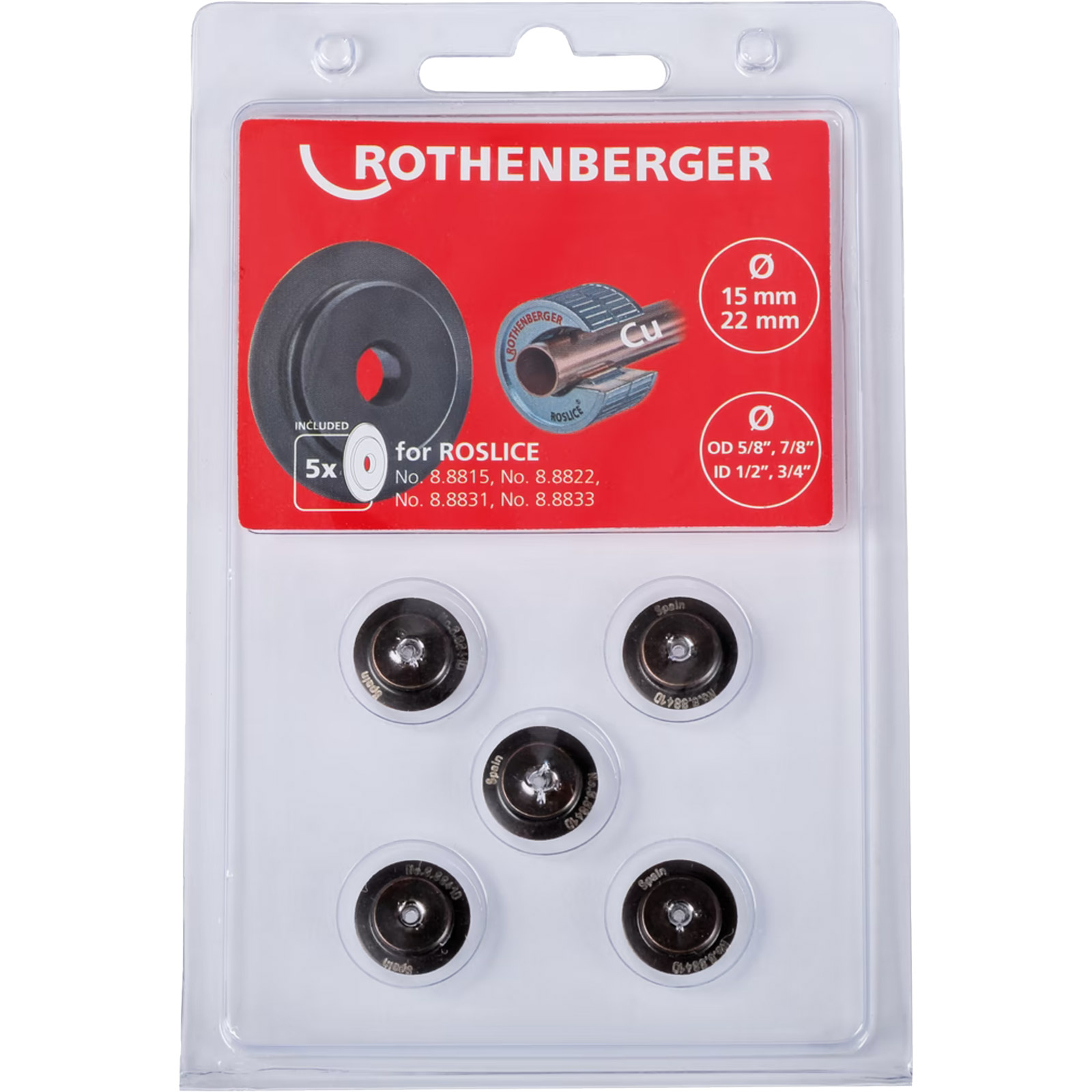 ROTHENBERGER Schneidrad für ROSLICE 15 und 22mm, 5/8 und 7/8", 5 Stück - 088841D