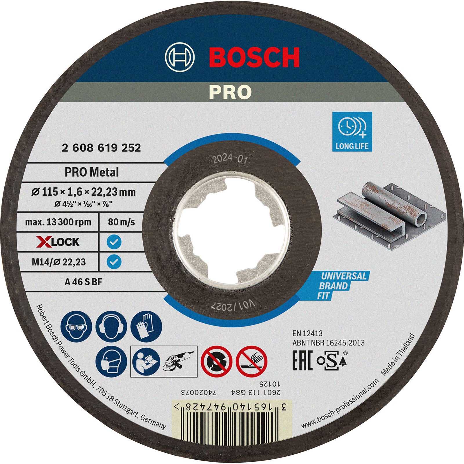 Bosch PRO Metal X-Lock Trennscheibe 115 x 1,6 x 22,23 mm - 2608619252