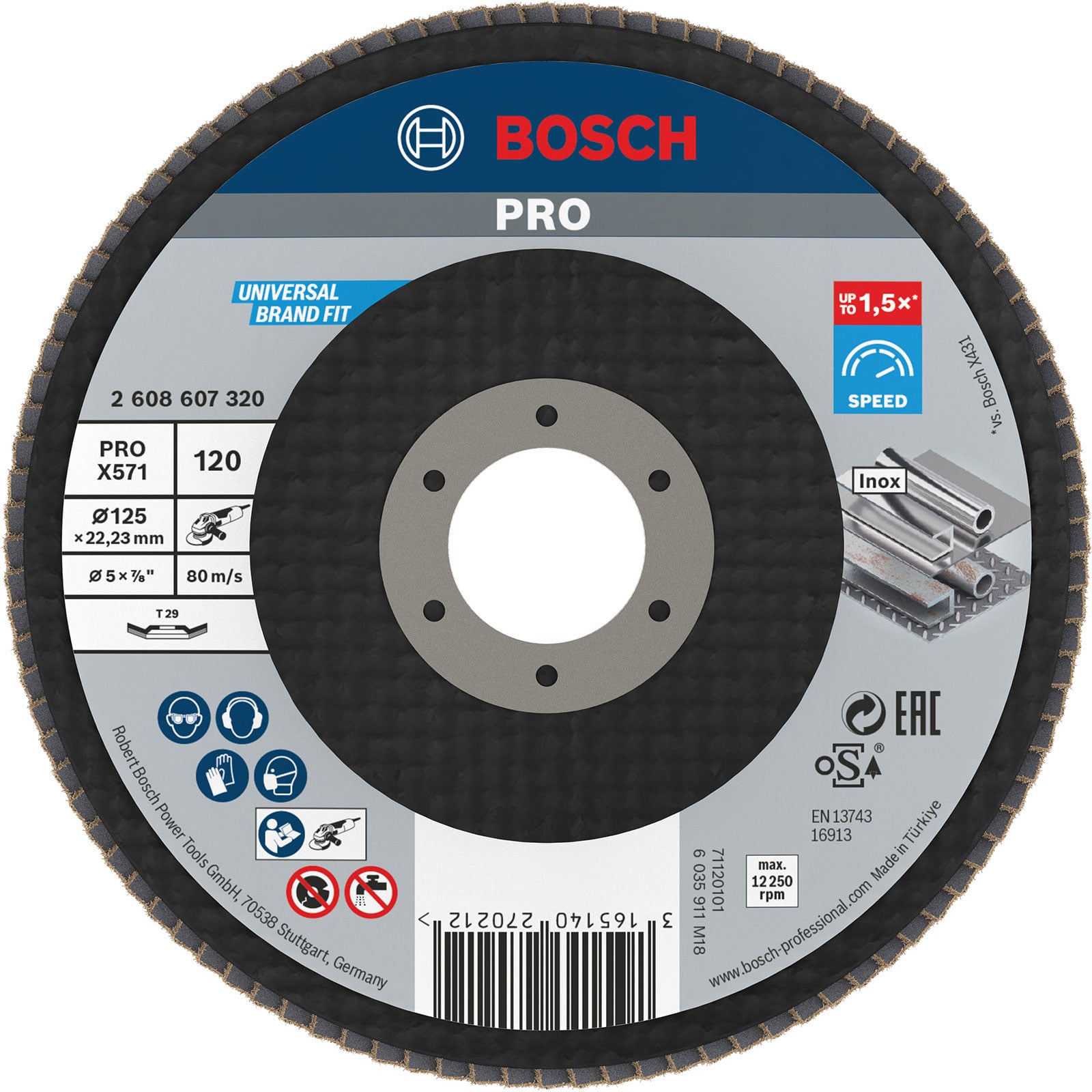 Bosch PRO X571 Fächerschleifscheibe 125 mm G120 - 2608607320